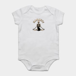 Yoga Namaste Black Cat in yellow Baby Bodysuit